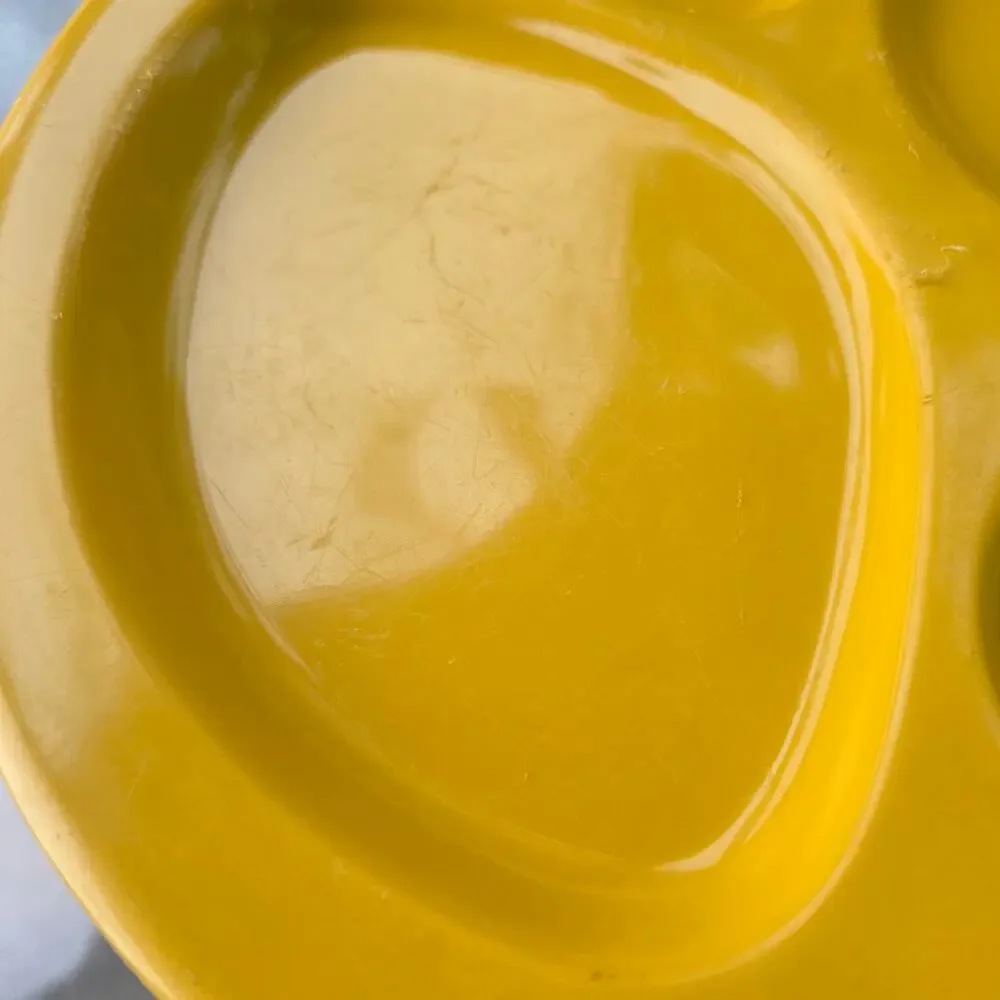 Vintage Mustard Yellow Divided Melamine Divided Plates Set of 2 Mid Century